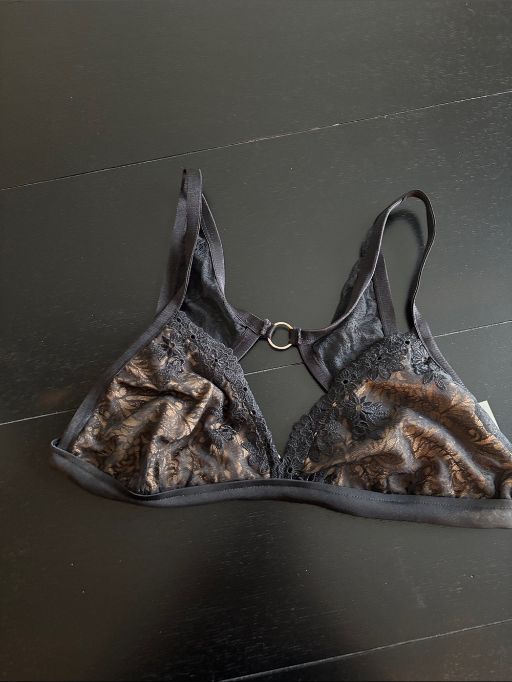 Beach Bunny Black Lace Triangle Bralette size L
